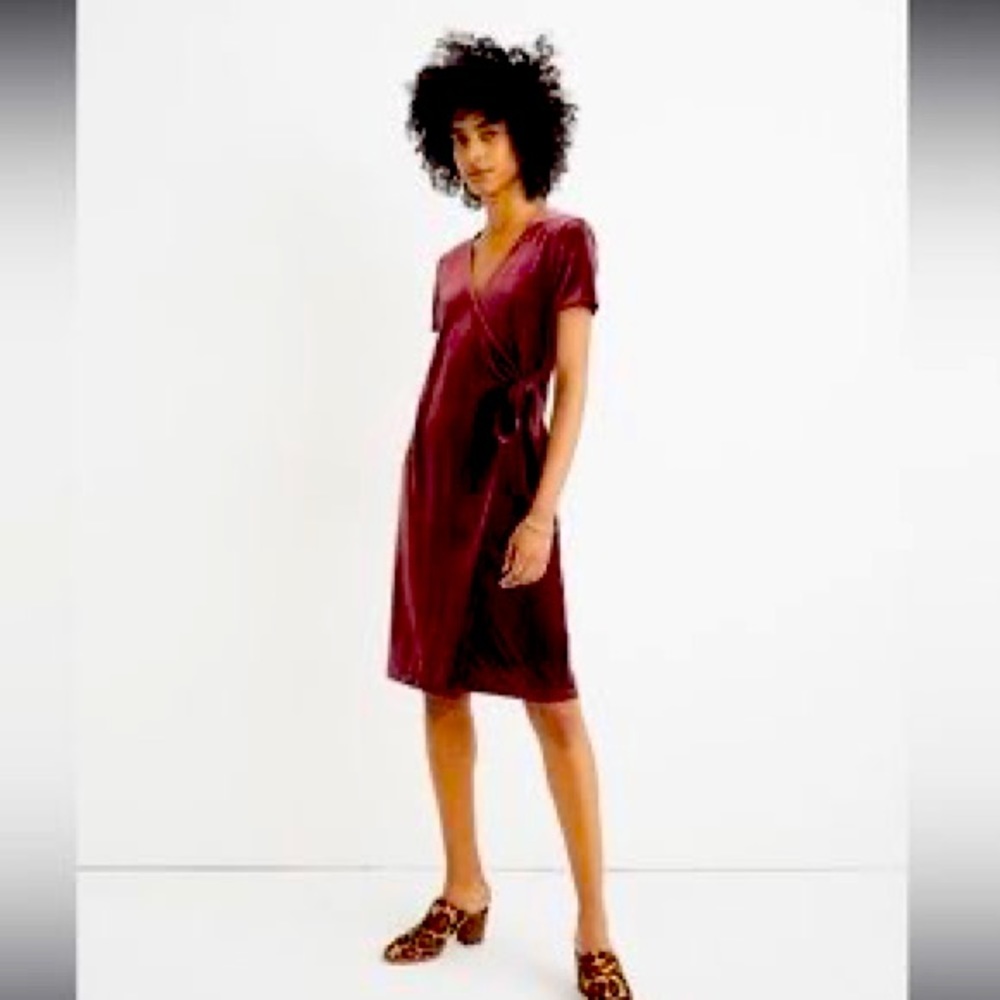 Madewell Velvet Wrap Tie Mini Dress S